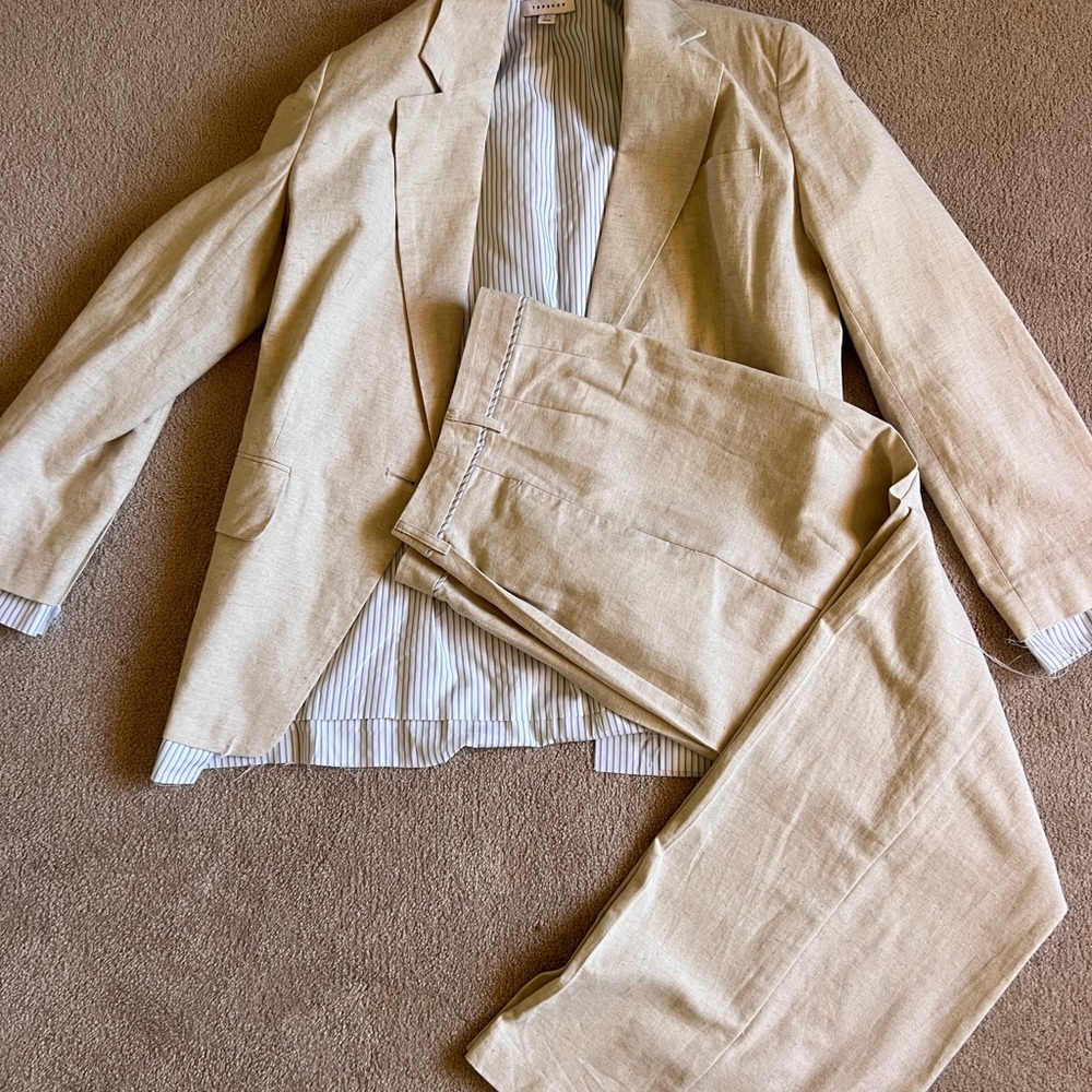 Topshop Linen Cream Blazer and Trousers Set - Picture 11 of 13